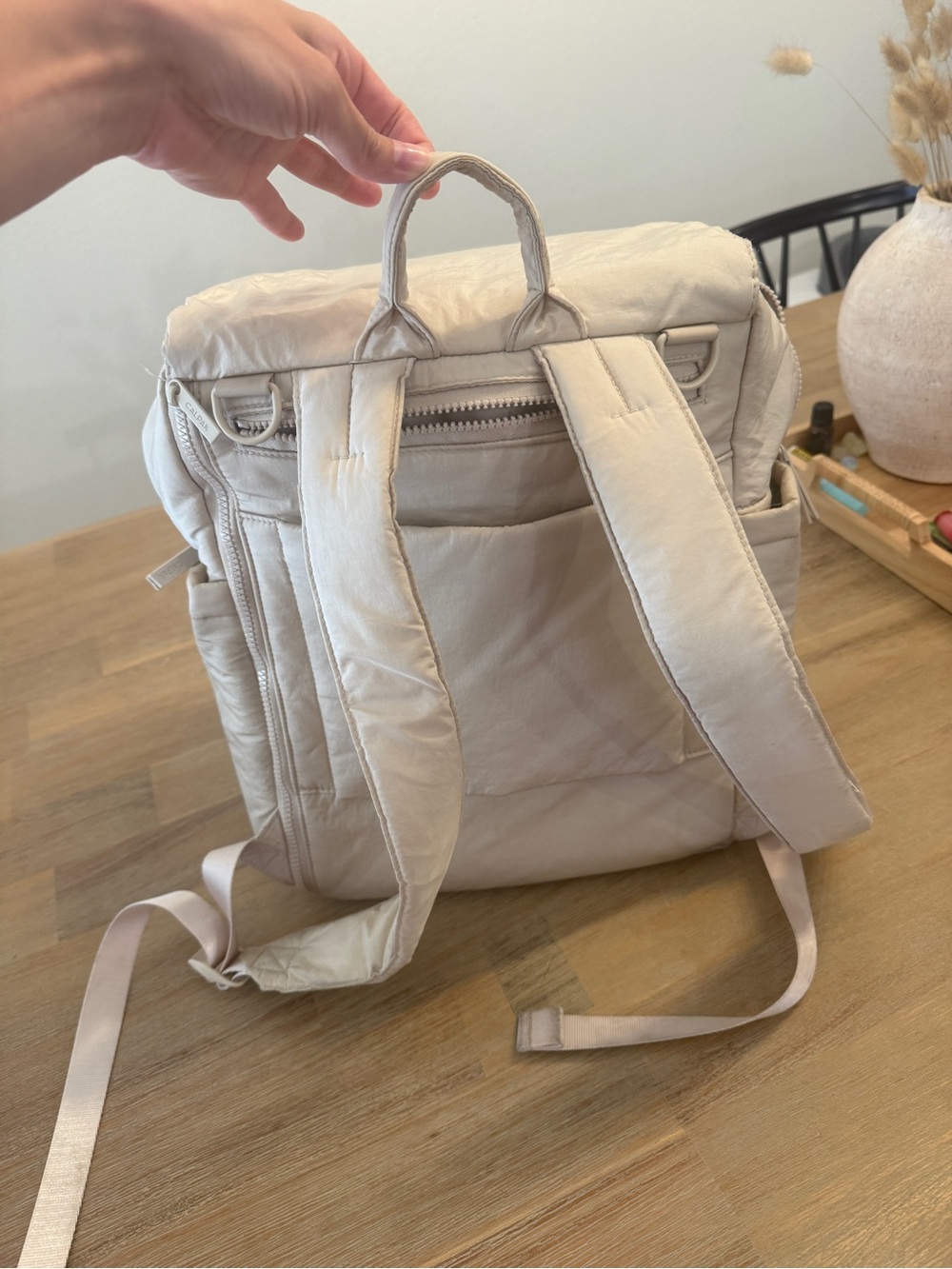 Calpak Diaper Backpack with Laptop Sleeve in Oatmeal - Picture 8 of 10